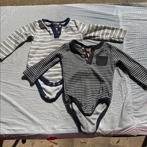 Navy and White Striped Kids Bodysuit and Pants Set